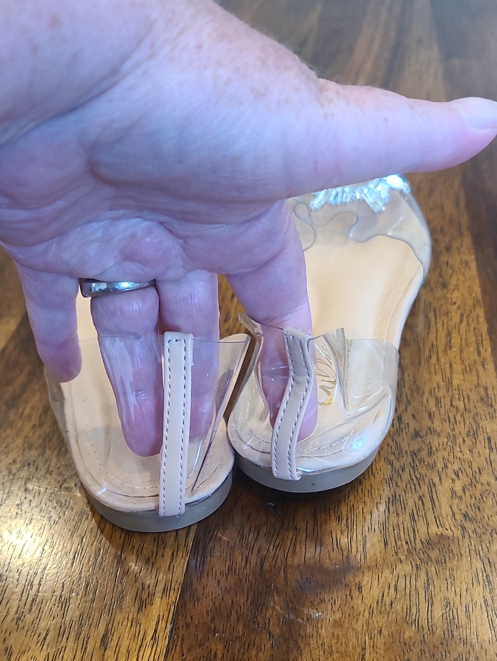 Lulus Myral light nude, pointed toe flats with Rhinestone accents. Size 7.5 - Picture 2 of 4